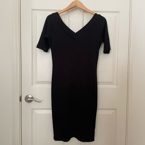 🍁 Soprano XL Ribbed Black Sweater Midi Dress